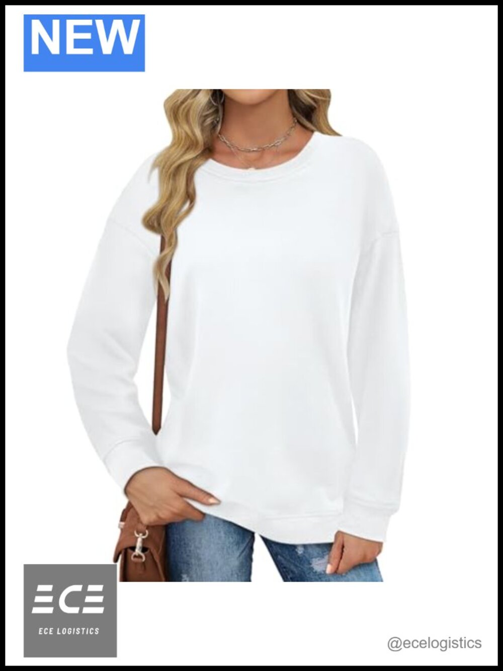 Women's Cotton Blend Crewneck Sweatshirt Long Sleeve Pullover Top
